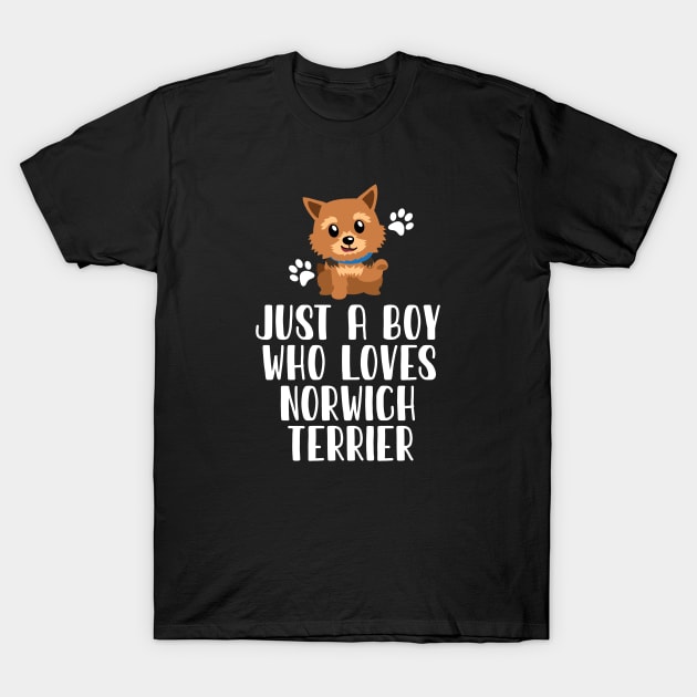 Just A Boy Who Loves Norwich Terrier T-Shirt by simonStufios